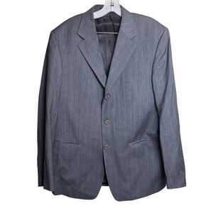 Imani Uomo Mens Gray Pinstriped Suit Set 42R 38W Wool Blend Formal Business Coat